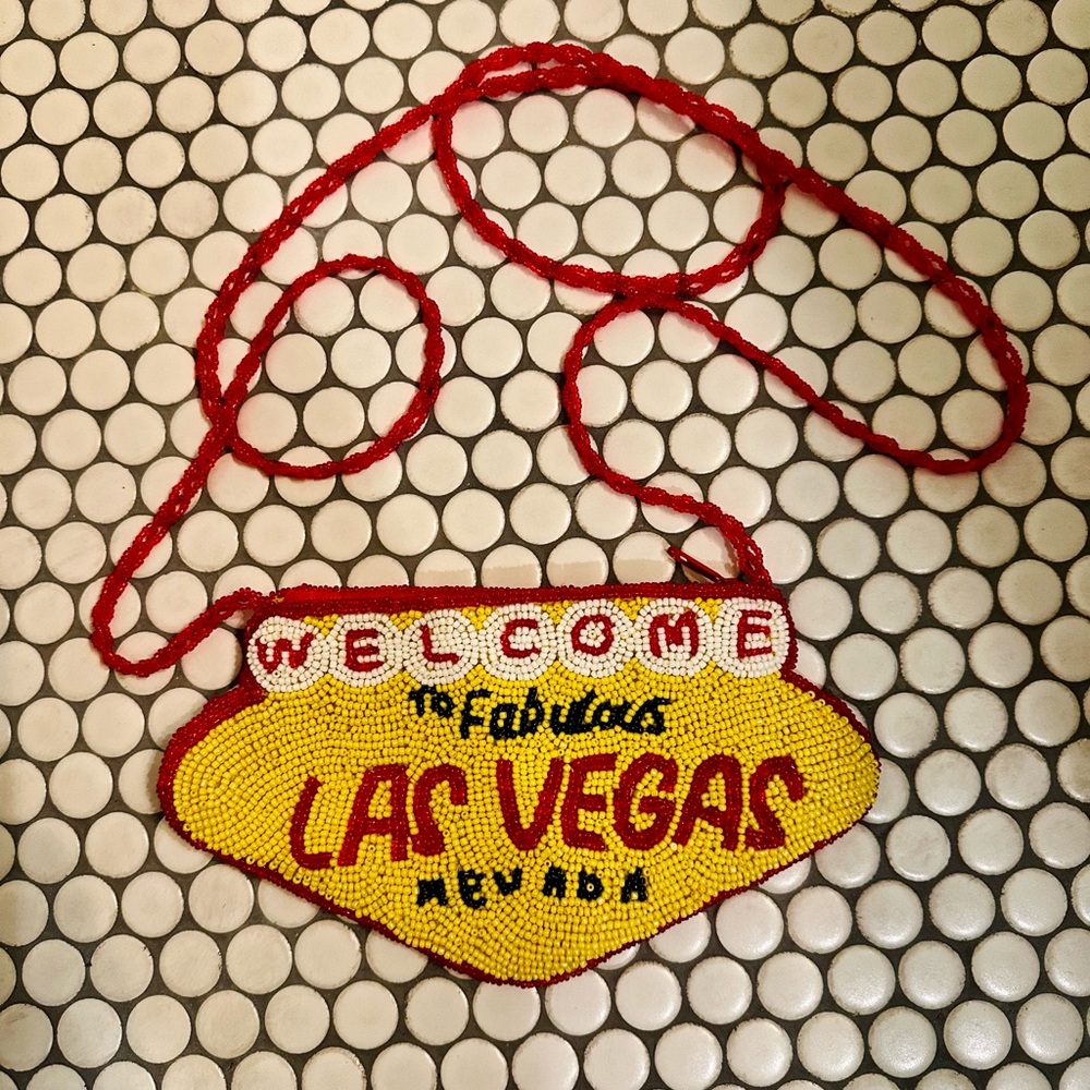 Hand beaded vintage Las Vegas purse
